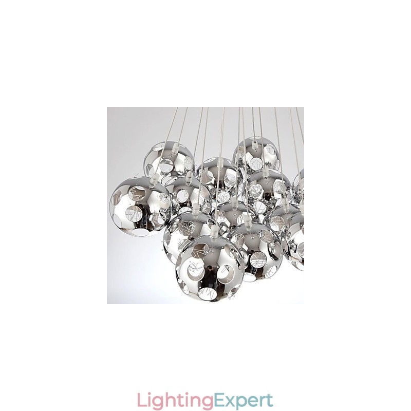 Modern Contemporary Globe Chrome Metal Pendant Light