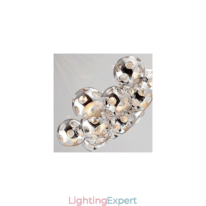 Modern Contemporary Globe Chrome Metal Pendant Light