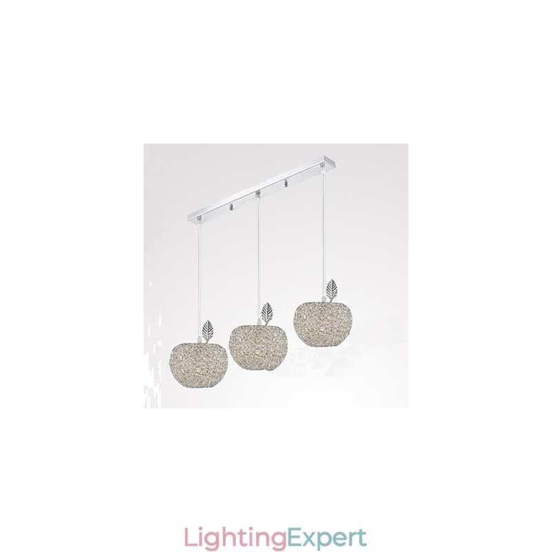 Woven Aluminum Chandelier With Three Head Lamp Apple