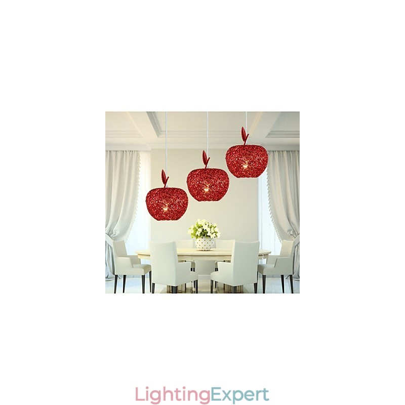 Woven Aluminum Chandelier With Three Head Lamp Apple