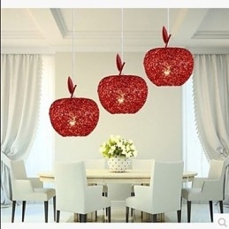 Woven Aluminum Chandelier With Three Head Lamp Apple