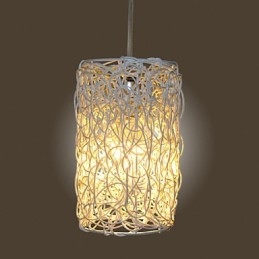 Modern Rural Cany Art Woven Rattan Single Head Droplight Lamp