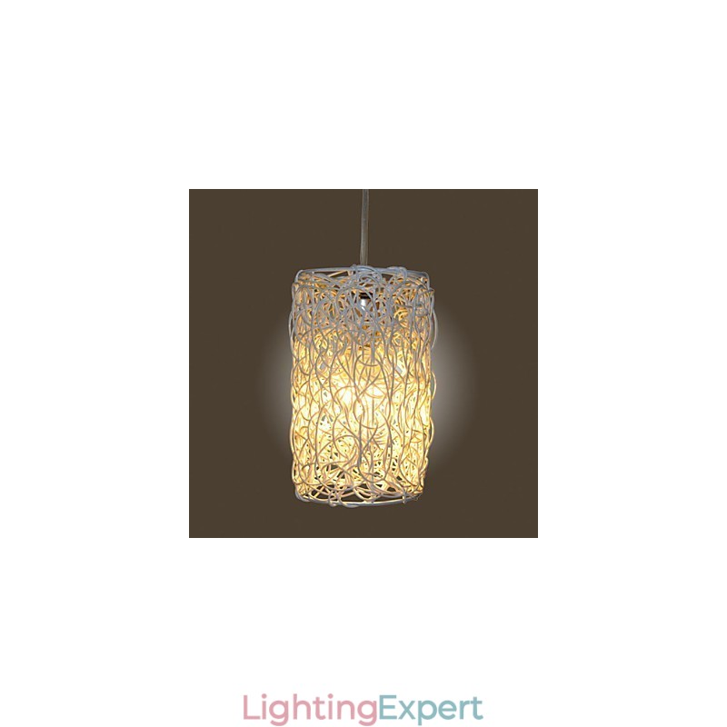 Modern Rural Cany Art Woven Rattan Single Head Droplight Lamp
