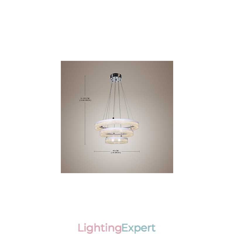Crystal Pendant Light Modern Lamp Three Rings