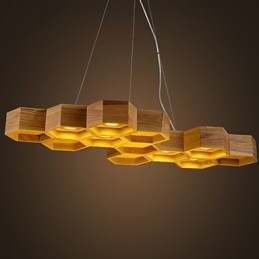 Designer Art Individuality Chandelier Simple Honeycomb Wood Lamps