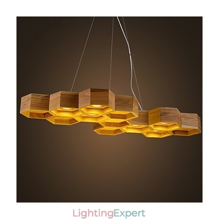 Designer Art Individuality Chandelier Simple Honeycomb Wood Lamps Designer Art Individuality Chandelier Simple Honeycomb Wood Lamps