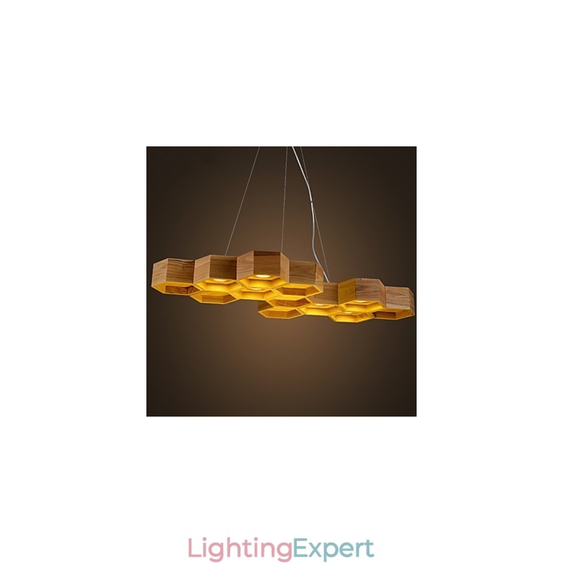Designer Art Individuality Chandelier Simple Honeycomb Wood Lamps