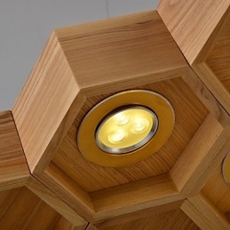 Designer Art Individuality Chandelier Simple Honeycomb Wood Lamps