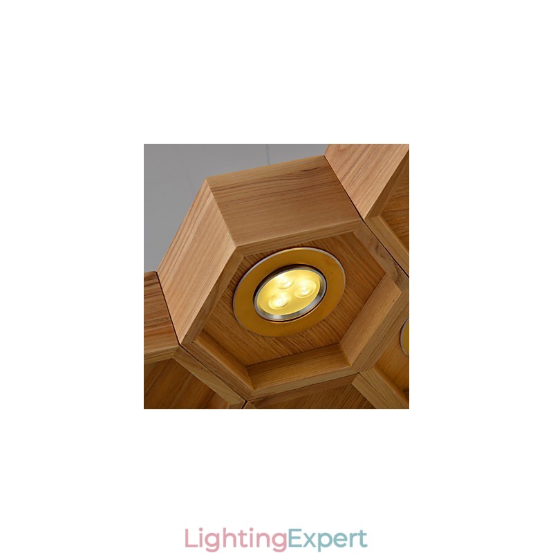 Designer Art Individuality Chandelier Simple Honeycomb Wood Lamps