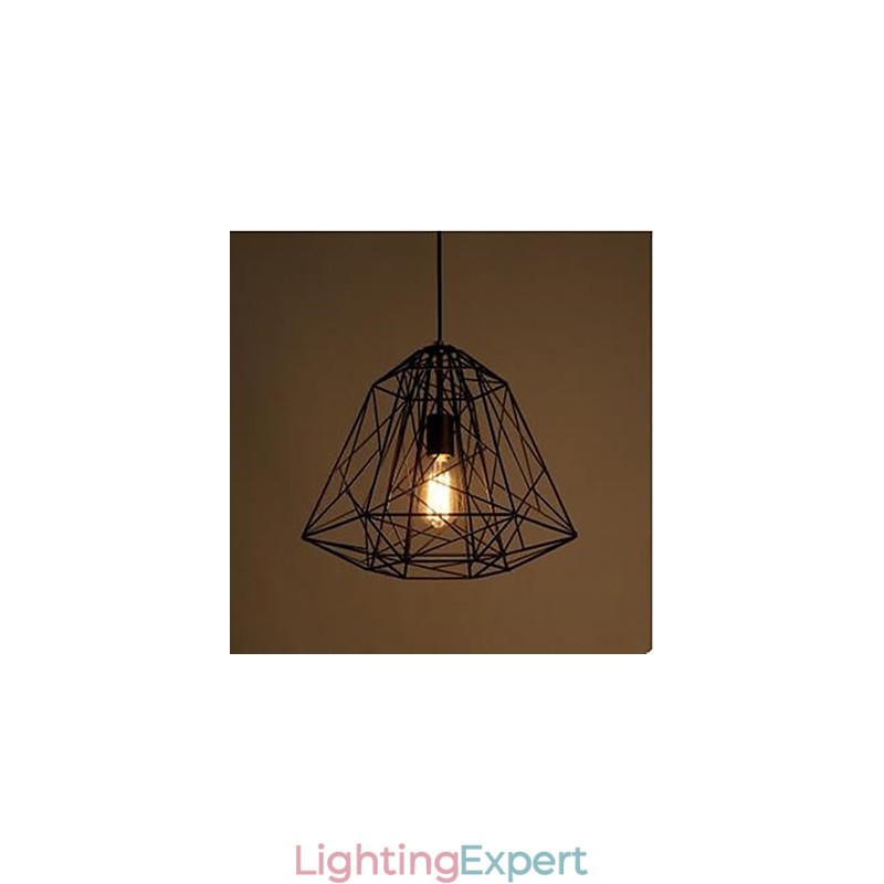 Retro Little Sitting Wrought Iron Diamond Pendant Lamp